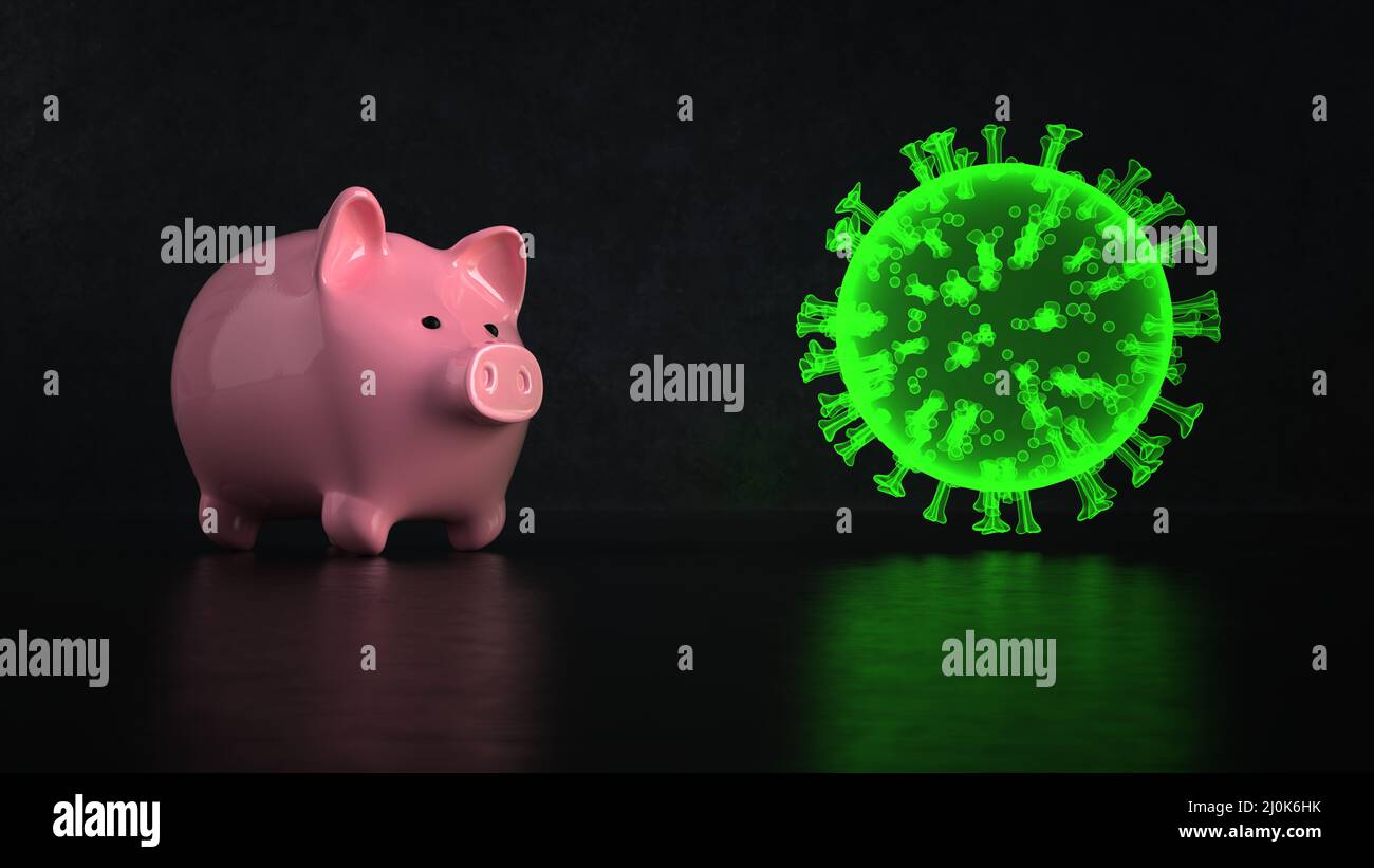 Piggy Bank Corona Virus Stockfoto