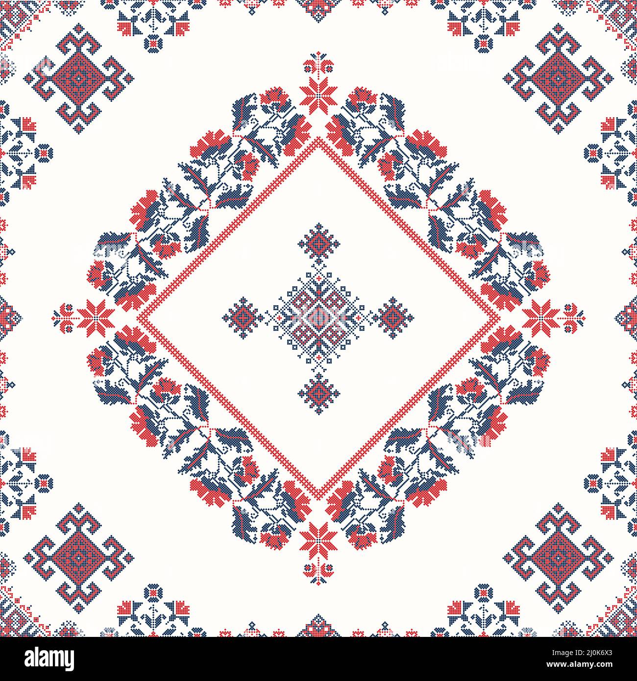 Ukrainische Stickerei Vektor nahtlose Muster Stock Vektor