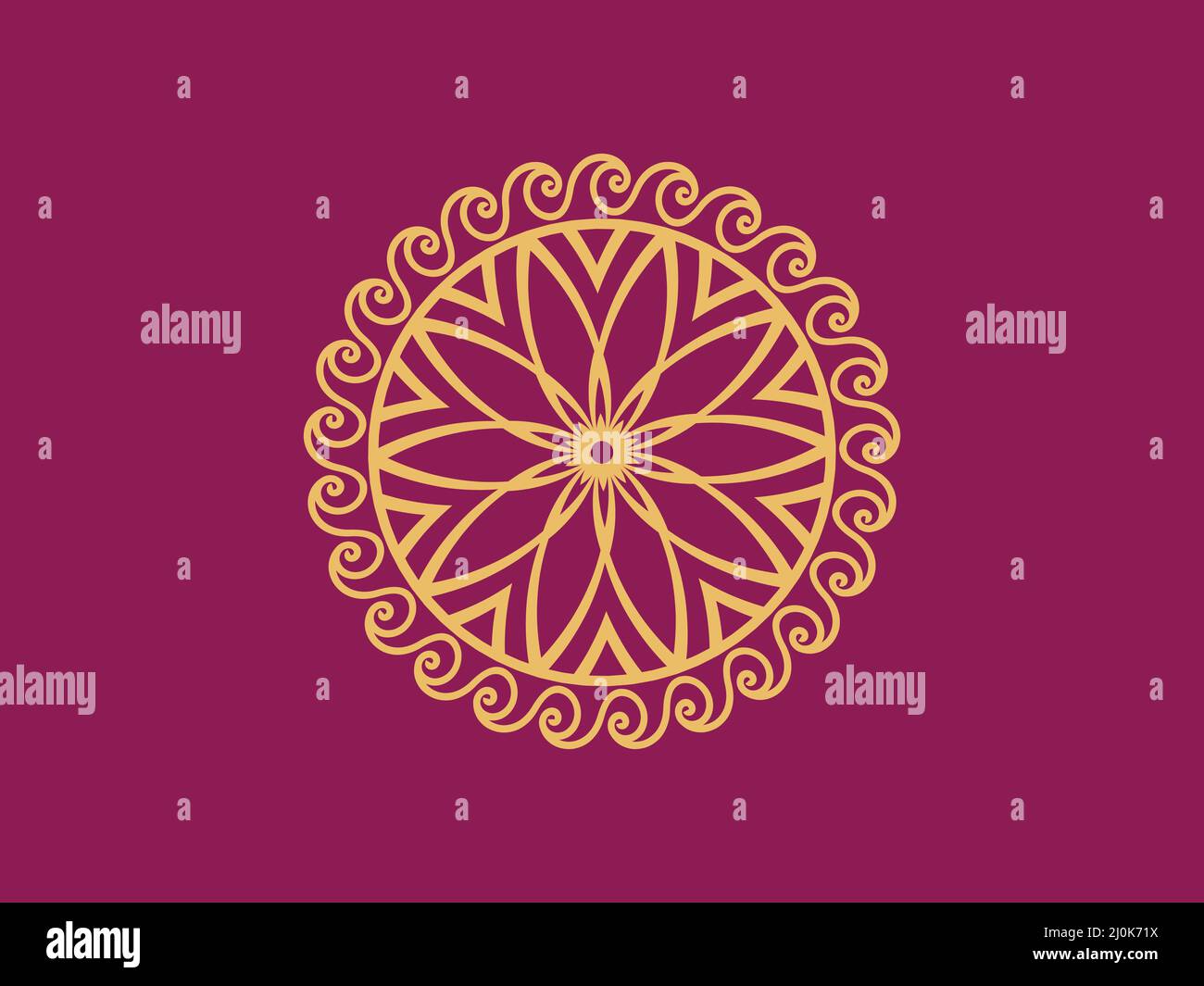 Luxus ornamental Mandala Hintergrund-Design.Runde Gradient Mandala isoliert Hintergrund. Vector Boho Mandala in luxuriösen goldenen und rosa Farben. Stock Vektor