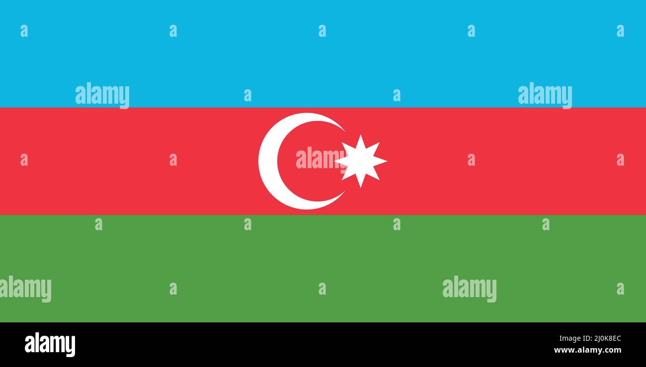Aserbaidschanische Nationalflagge Vektorgrafik als EPS. Die Nationalflagge der Republik Aserbaidschan (Aserbaidschanisch: azərbaycan bayrağı) ist horizontal Stock Vektor