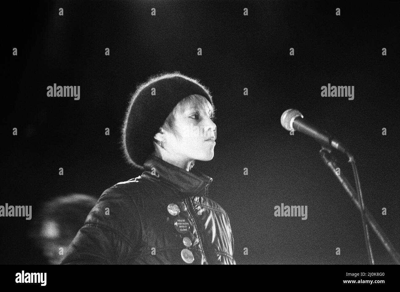 Pat Benatar, Sänger, im Konzert im Hexagon, Reading, Oktober 1980. Stockfoto