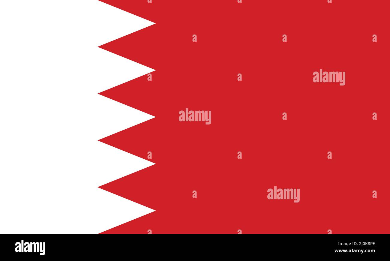 Bahrain National Flag Vektor Illustration als EPS 10. Angenommen Am 14. Februar 2002. Die fünf weißen Dreiecke symbolisieren die fünf Säulen des Islam. Stock Vektor