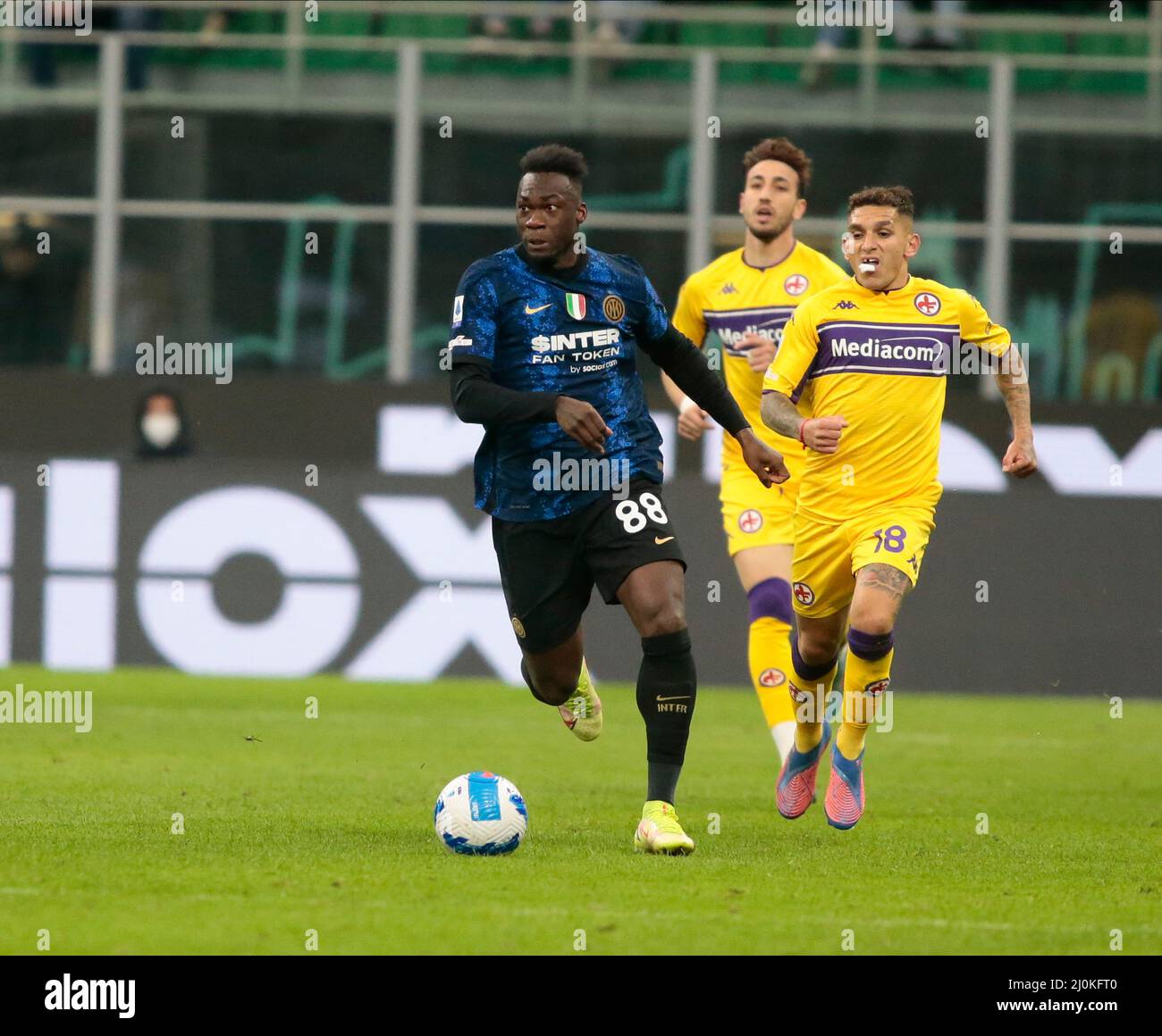 FC Inter und AC Fiorentina, 29. März 2022, San Siro Stadium, Mailand. Italien Stockfoto