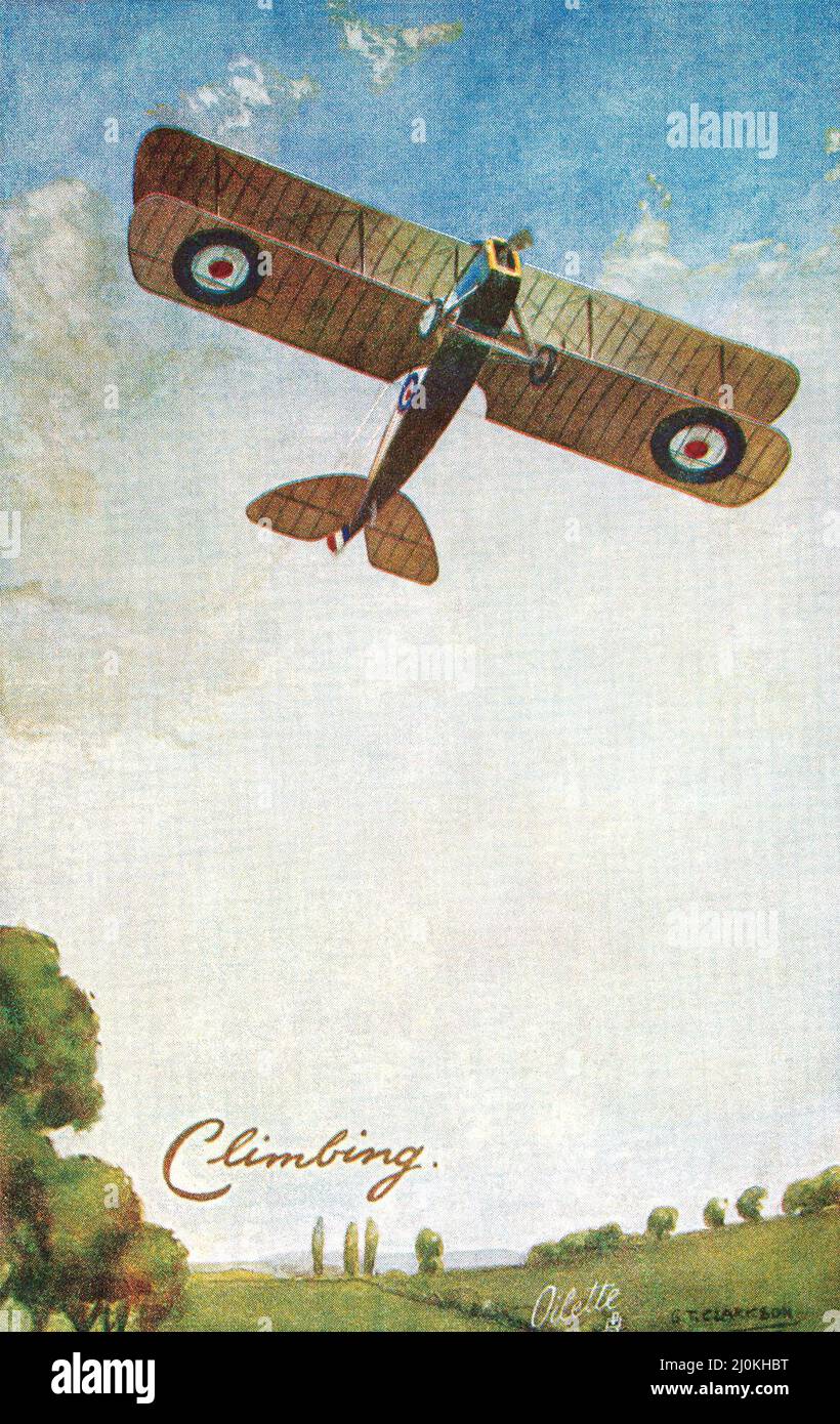 Vintage-Postkarte „Klettern“ aus der Raphael Tuck & Sons-Serie „in the Air“. Stockfoto