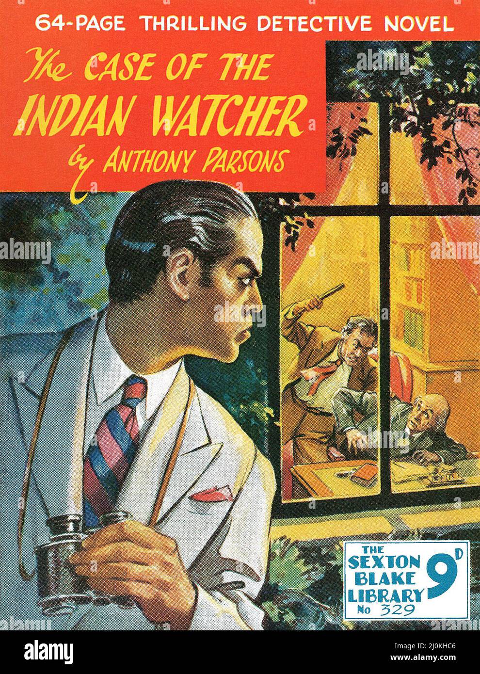 Frontabdeckung des Gehäuses des Indian Watcher von Anthony Parsons. Ausgabe 329 der Sexton Blake Library, erschienen im Februar 1955 Stockfoto