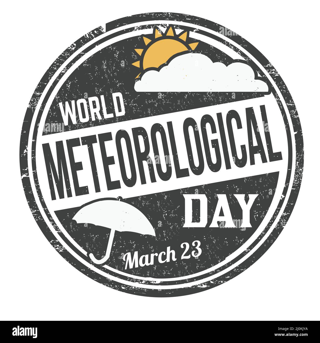 Welt meteorologischen Tag Grunge Gummistempel auf weißem Hintergrund, Vektor-Illustration Stock Vektor