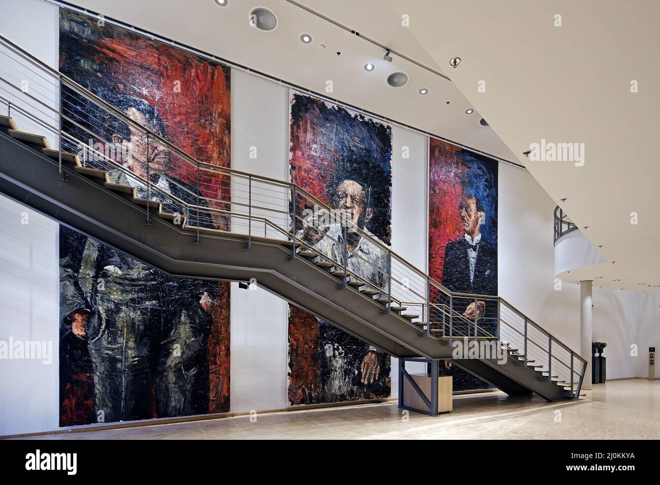 Kunstwerk von Oliver Jordan, Triptychon Gustav Mahler, Igor Strawinsky, Arnold Schönberg, Dortmund Stockfoto