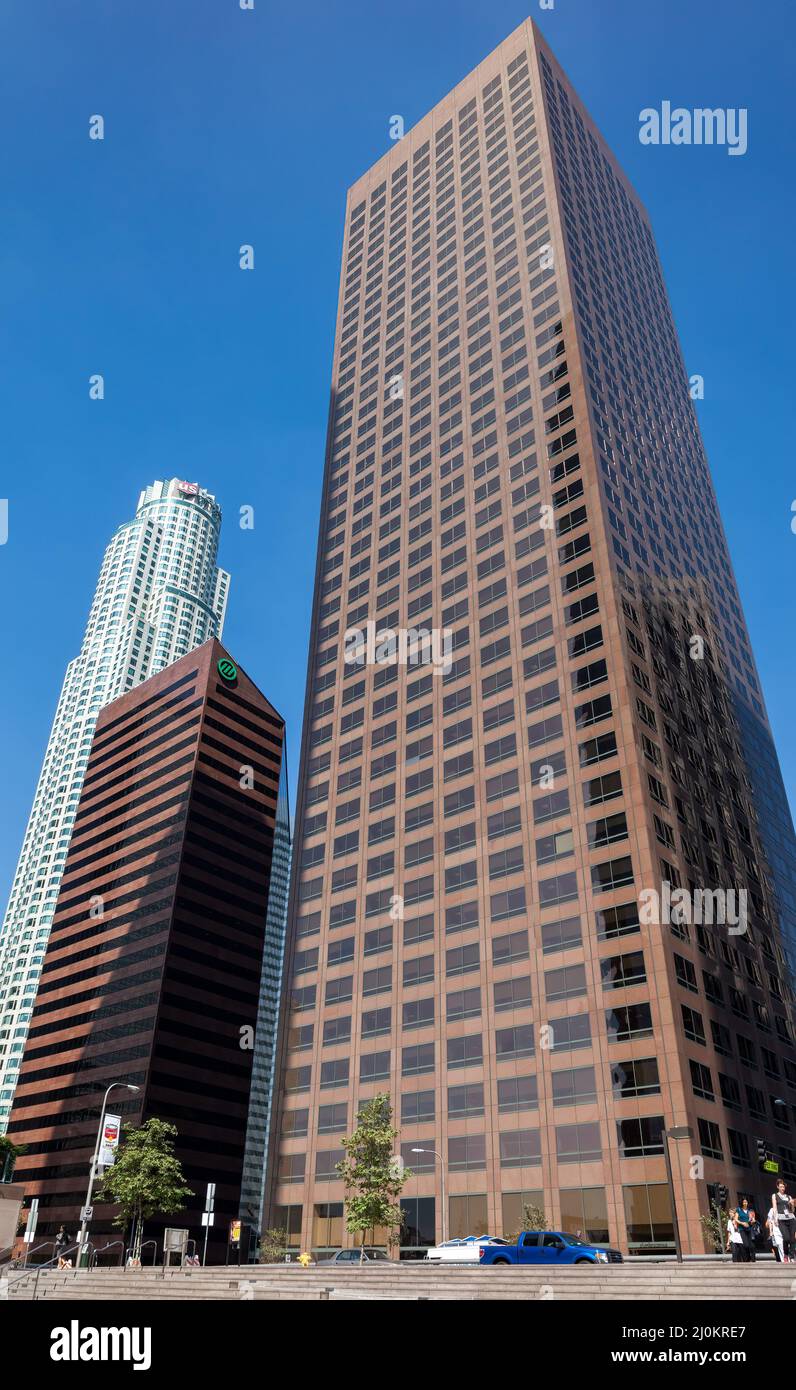 LOS ANGELES, CALIFORNIA, USA - JULI 28 : Wolkenkratzer im Finanzdistrikt von Los Angeles Kalifornien am 28. Juli 2011. Unide Stockfoto