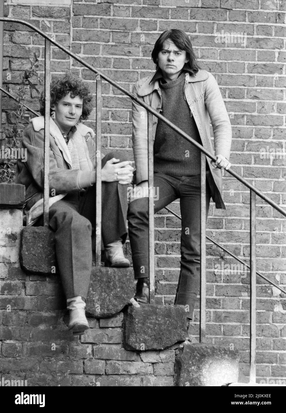 Jack Wild und Mark Lester, die die Stars des Musikfilms Oliver aus dem Jahr 1968 waren! 13.. Februar 1981. Stockfoto