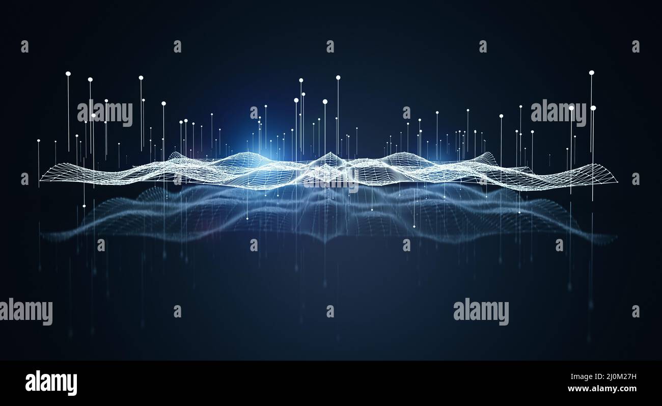 3D Rendering Big Data Visualisierung digitale Daten-Threads Plot-Netzwerk Stockfoto