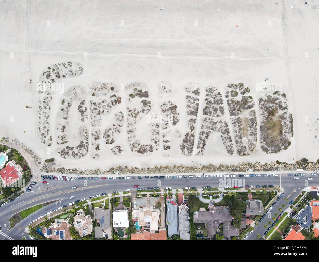 Luftaufnahme der geheimen Botschaft der Coronado Sanddüne auf der Coronado Insel, San Diego Stockfoto