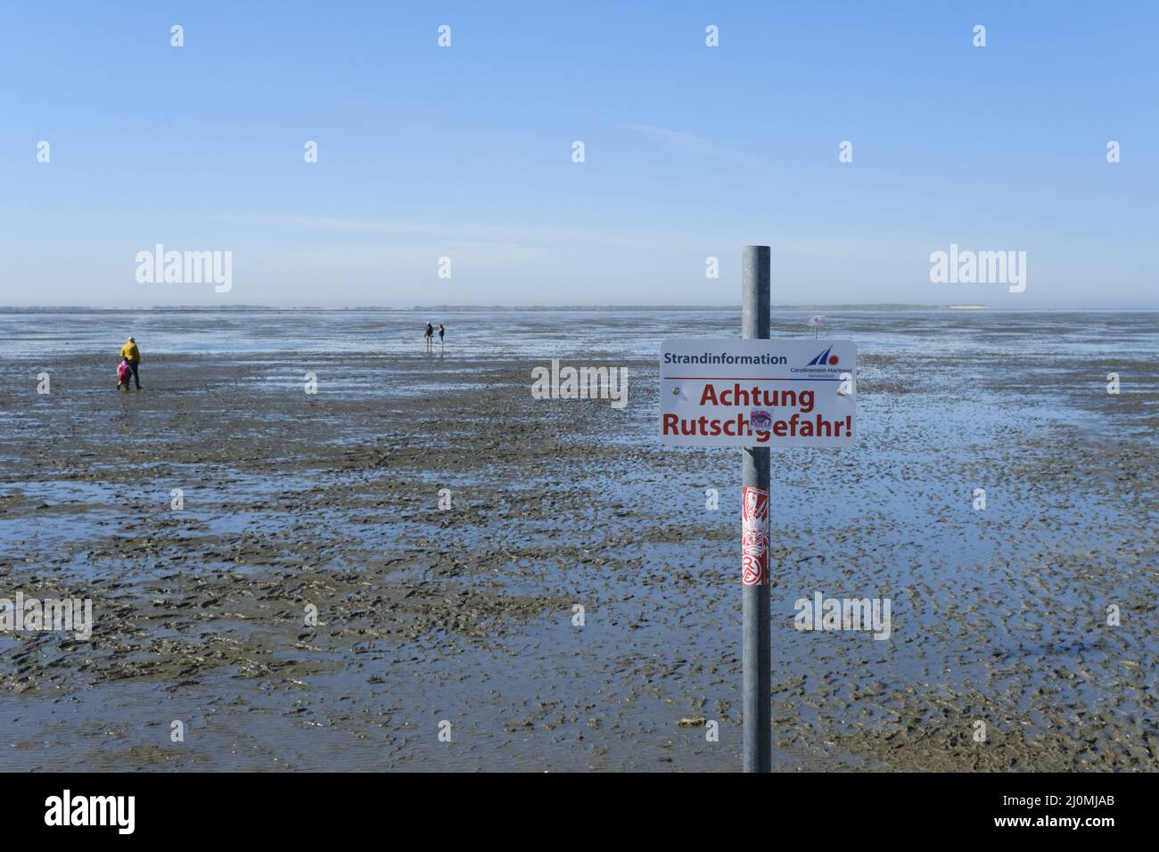 Ebbe an der Nordseeküste, Harlesiel, Ostfriesland Stockfoto