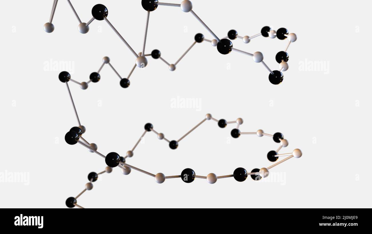 Kette von verbundenen Atomen und Molekülen Stockfoto