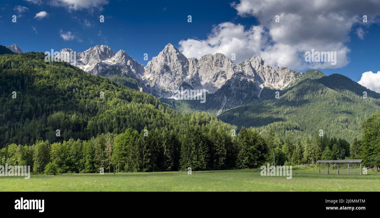 Der Triglav Nationalpark. Die Julischen Alpen. Gebirgskette der südlichen Kalkalpen. Slowenien. Stockfoto