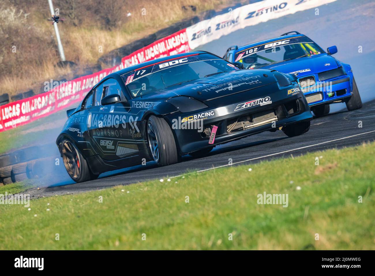 Middlesbrough, Großbritannien. 20. März 2022. Josh Goodall Nissan 350Z Teeside Autodrome, Middlesbrough, Großbritannien am 20. März 2022 während des 1. Rundes der British Drift Championship 2022, Craig McAllister Credit: Every Second Media/Alamy Live News Stockfoto