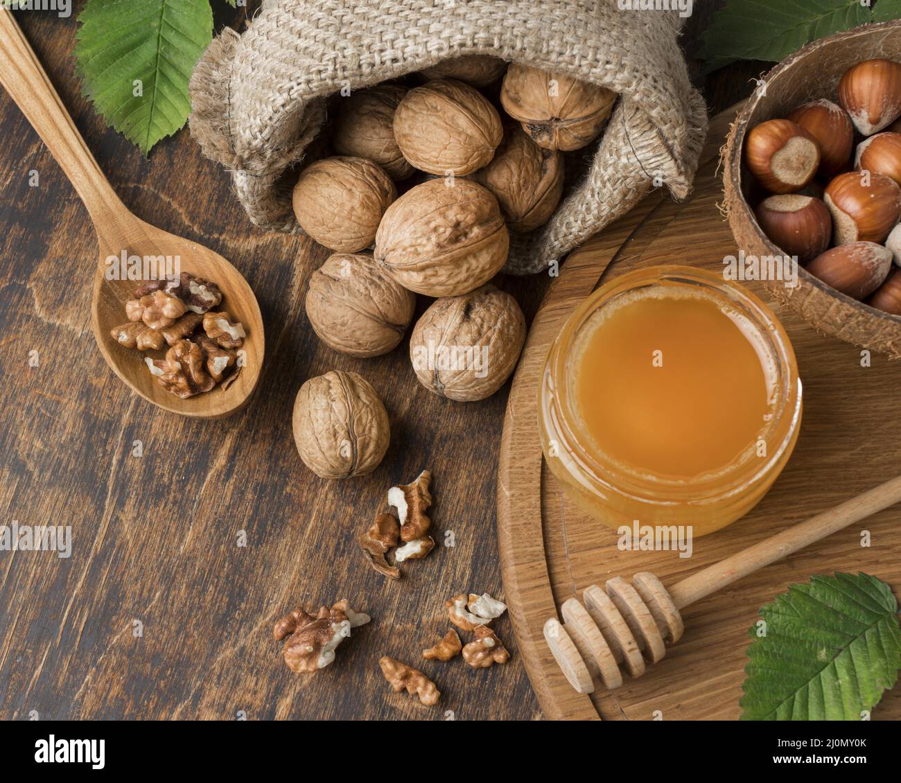 Nahaufnahme Ansicht NUTS Konzept Anordnung Stockfoto