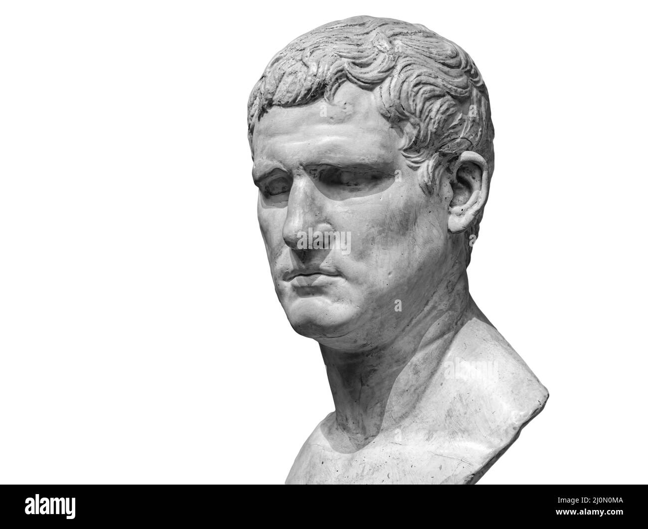 Porträt des römischen Generals, Staatsmannes und Architekten Marcus Vipsanius Agrippa isoliert auf weißem Hintergrund Stockfoto