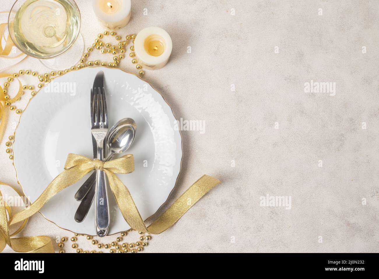 Copy Space elegantes Design Dinner Stockfoto