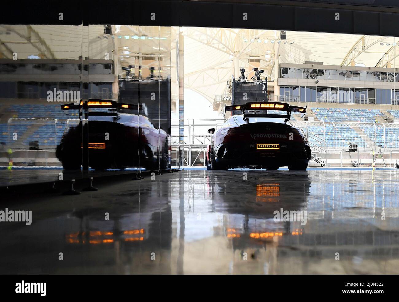 20.. März 2022, Bahrain International Circuit, Sakhir, Formel 1 in Bahrain 2022, im Bild der neue Sicherheitswagen, Mercedes-AMG GT Black Series. Stockfoto