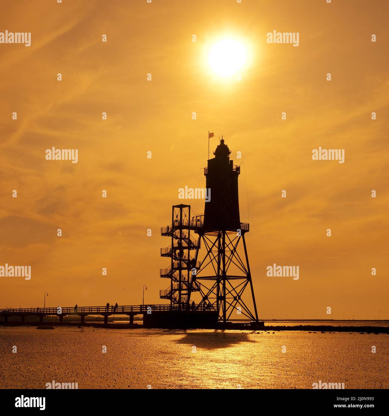 Leuchtturm Obereversand, Dorum-Neufeld, Wurster Nordseeküste, Niedersachsen, Deutschland, Europa Stockfoto