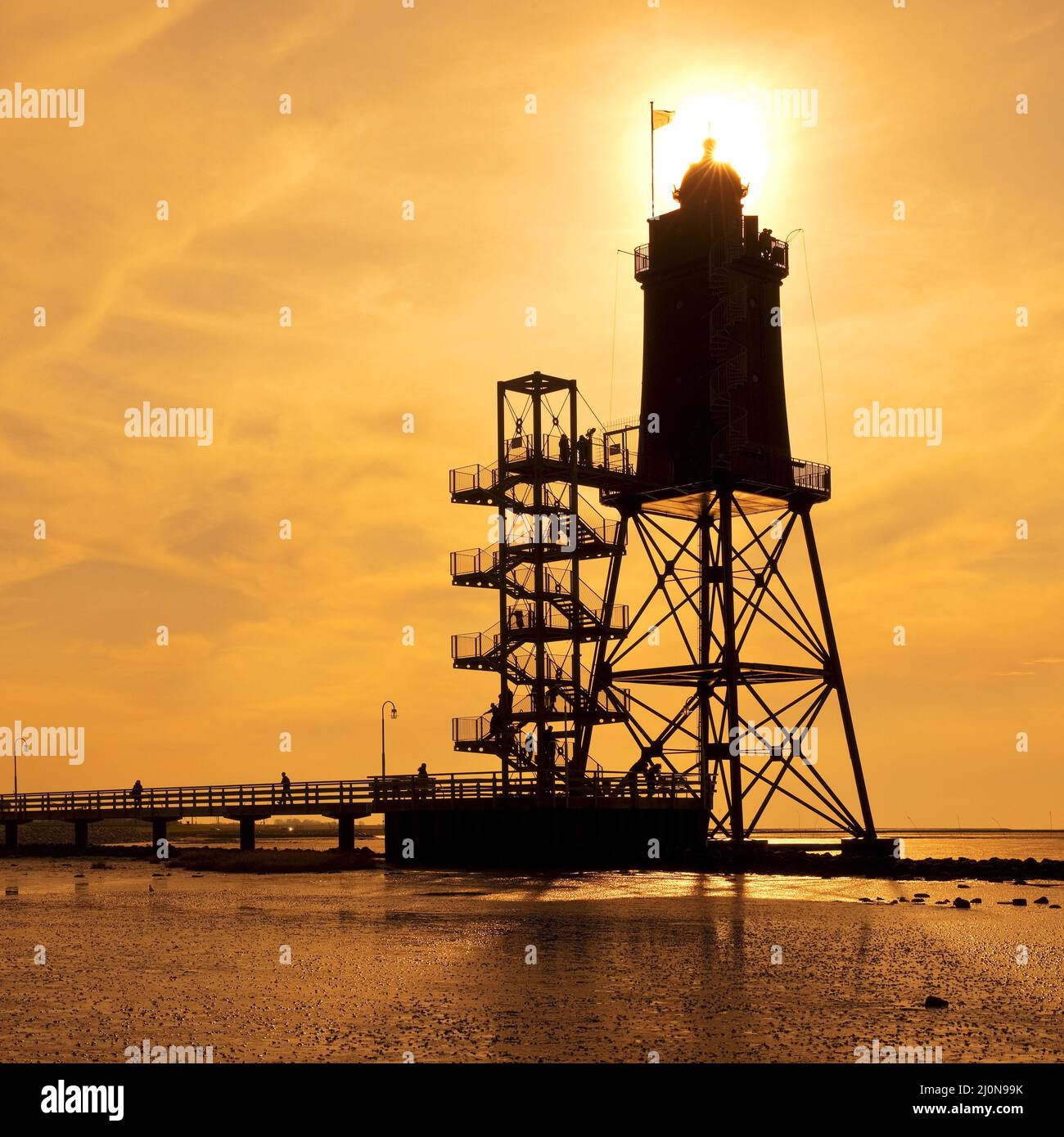Leuchtturm Obereversand, Dorum-Neufeld, Wurster Nordseeküste, Niedersachsen, Deutschland, Europa Stockfoto