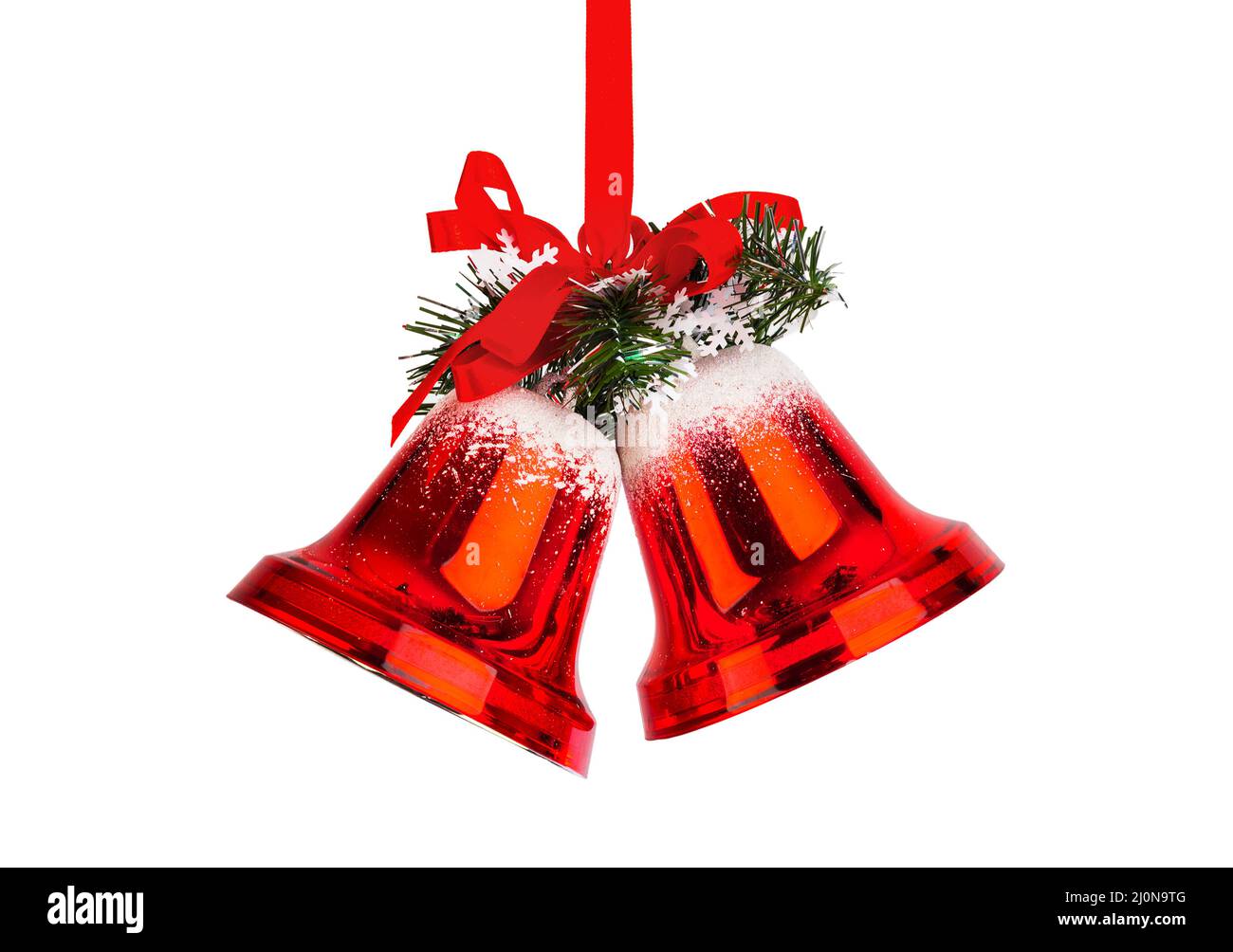 Weihnachtsglocken mit einer roten Schleife Stockfoto