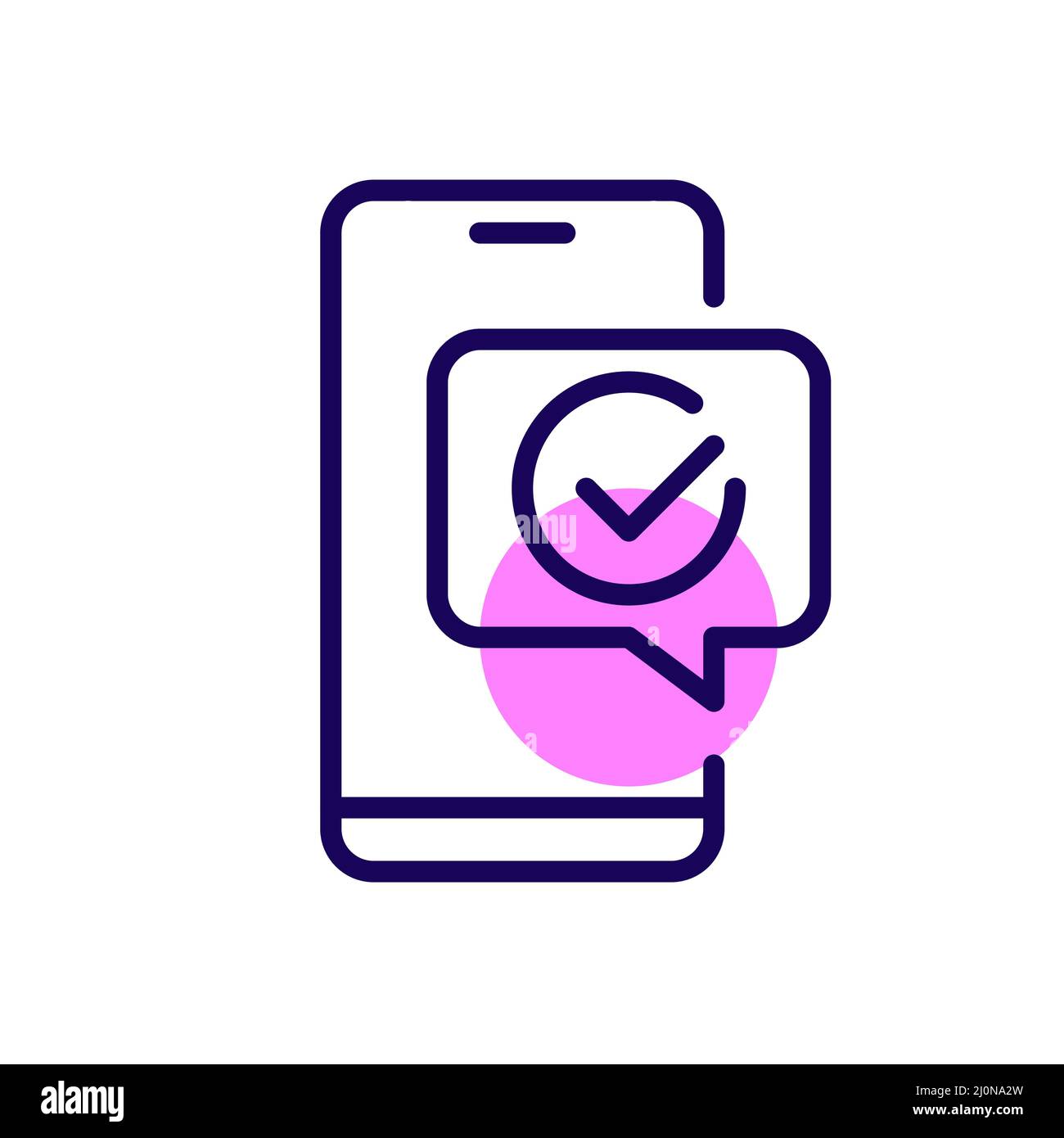 Transaktion genehmigte Nachricht auf einem Smartphone. Pixel Perfect, bearbeitbares Kontursymbol Stock Vektor