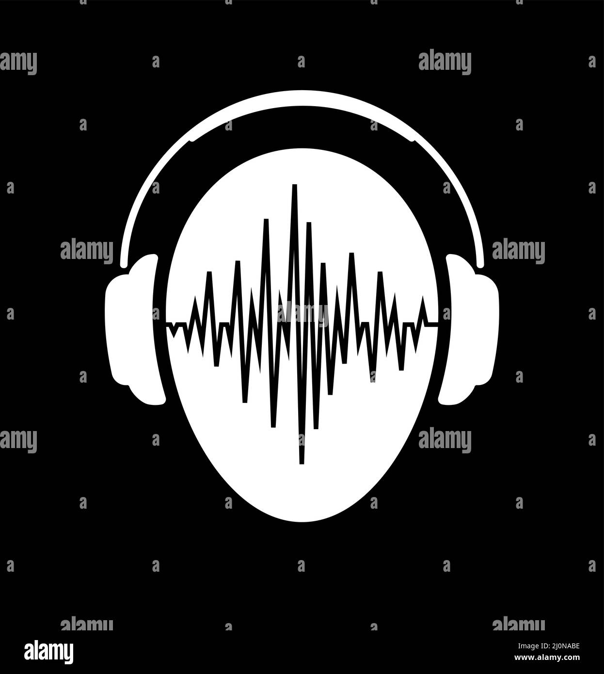 Kopfhörer-Symbol Mit Sound Wave Beats Kopfhörer-Symbol Mit Sound Wellenbeats Stock Vektor