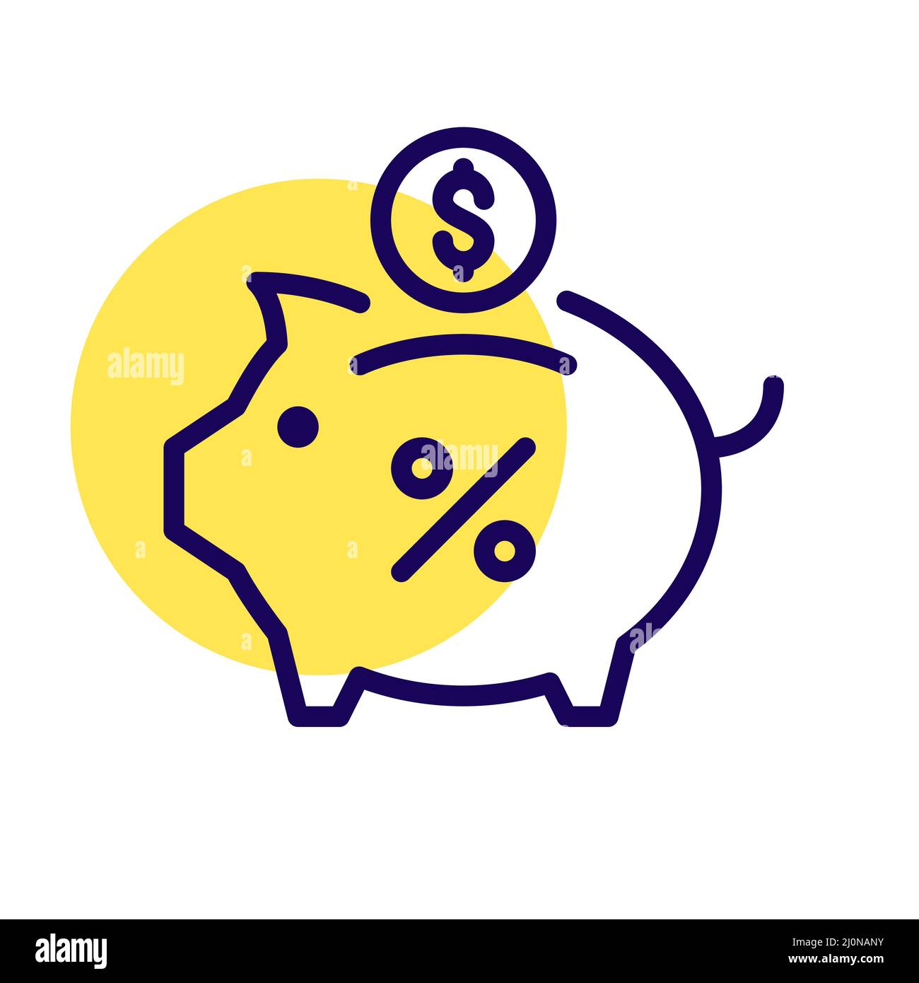 Sparschwein mit einer Dollarmünze. Spares und Economy Pixel perfektes, bearbeitbares Kontursymbol Stock Vektor