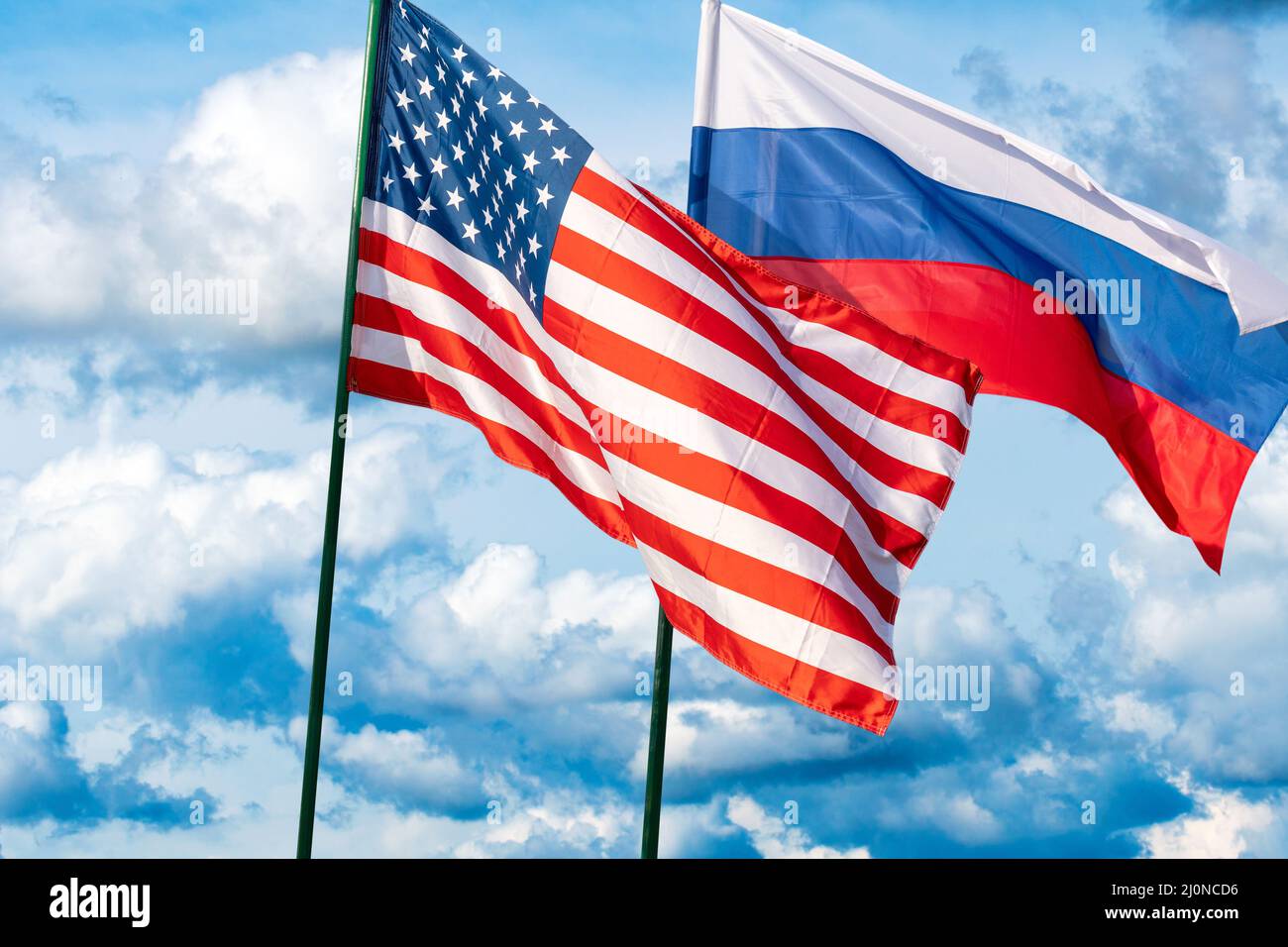 Fahnen der USA und Russland Stockfoto
