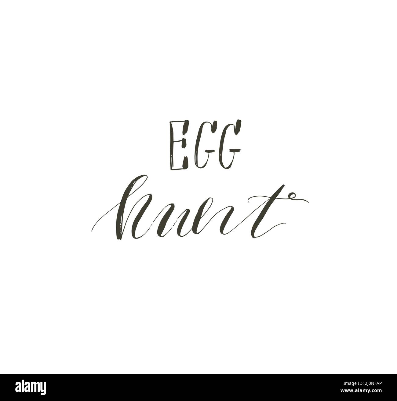 Hand gezeichnet Vektor abstrakte Grafik skandinavische Happy Easter niedlich Grußkarte Vorlage mit Ei Jagd handschriftliche Kalligraphie Phasen Text isoliert auf Stock Vektor