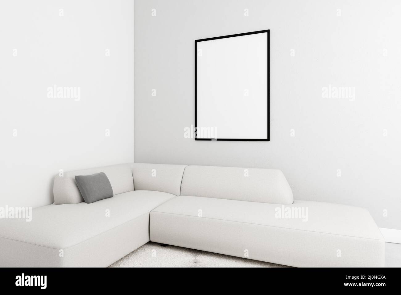 Minimalistisches Interieur mit elegantem Gestell Sofa. Hohe Qualität und Auflösung schönes Fotokonzept Stockfoto