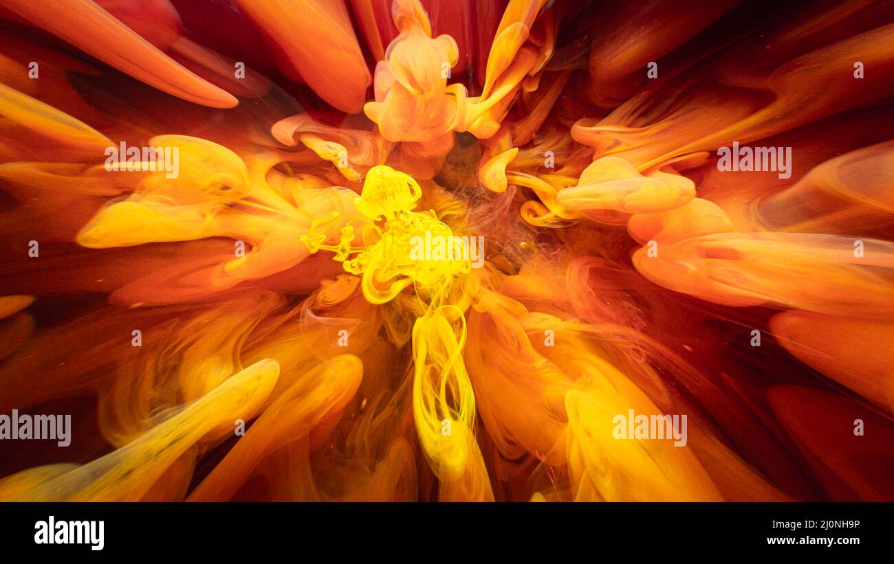 Kunst Hintergrund Zeit Reise orange Farbe Splash Stockfoto