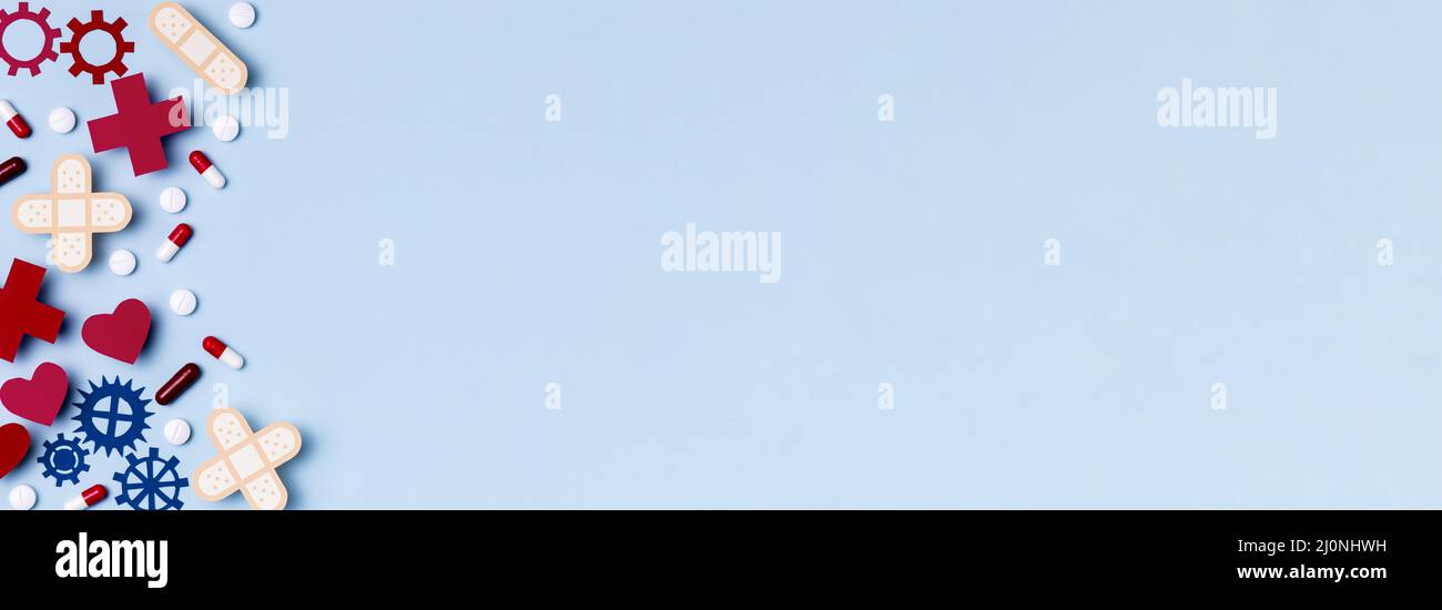 Draufsicht Welt Herz Tag mit Kopierplatz. Hohe Qualität und Auflösung schönes Fotokonzept Stockfoto