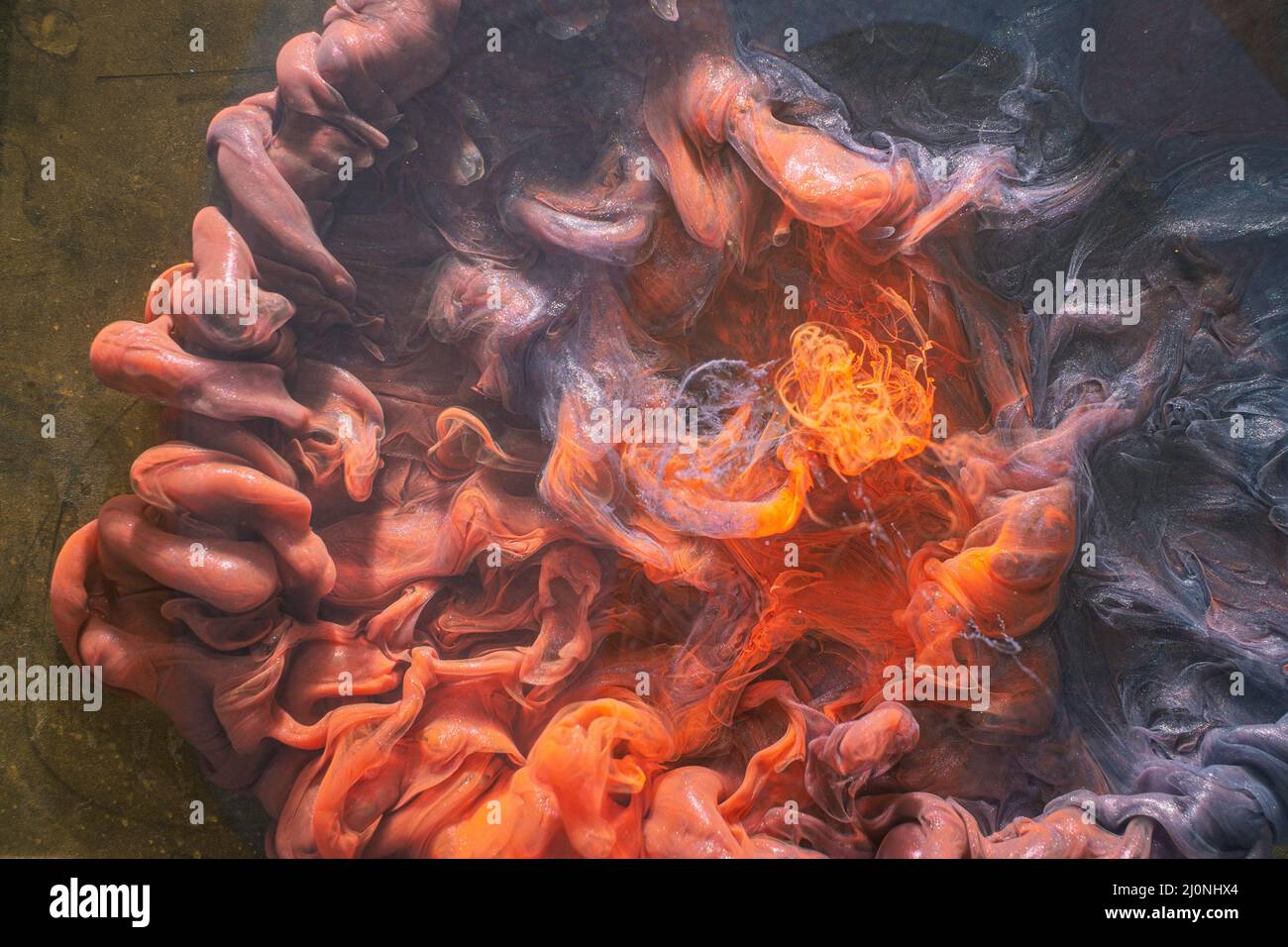 Rauch Hintergrund geheimnisvolle Alchemie lila orange Stockfoto