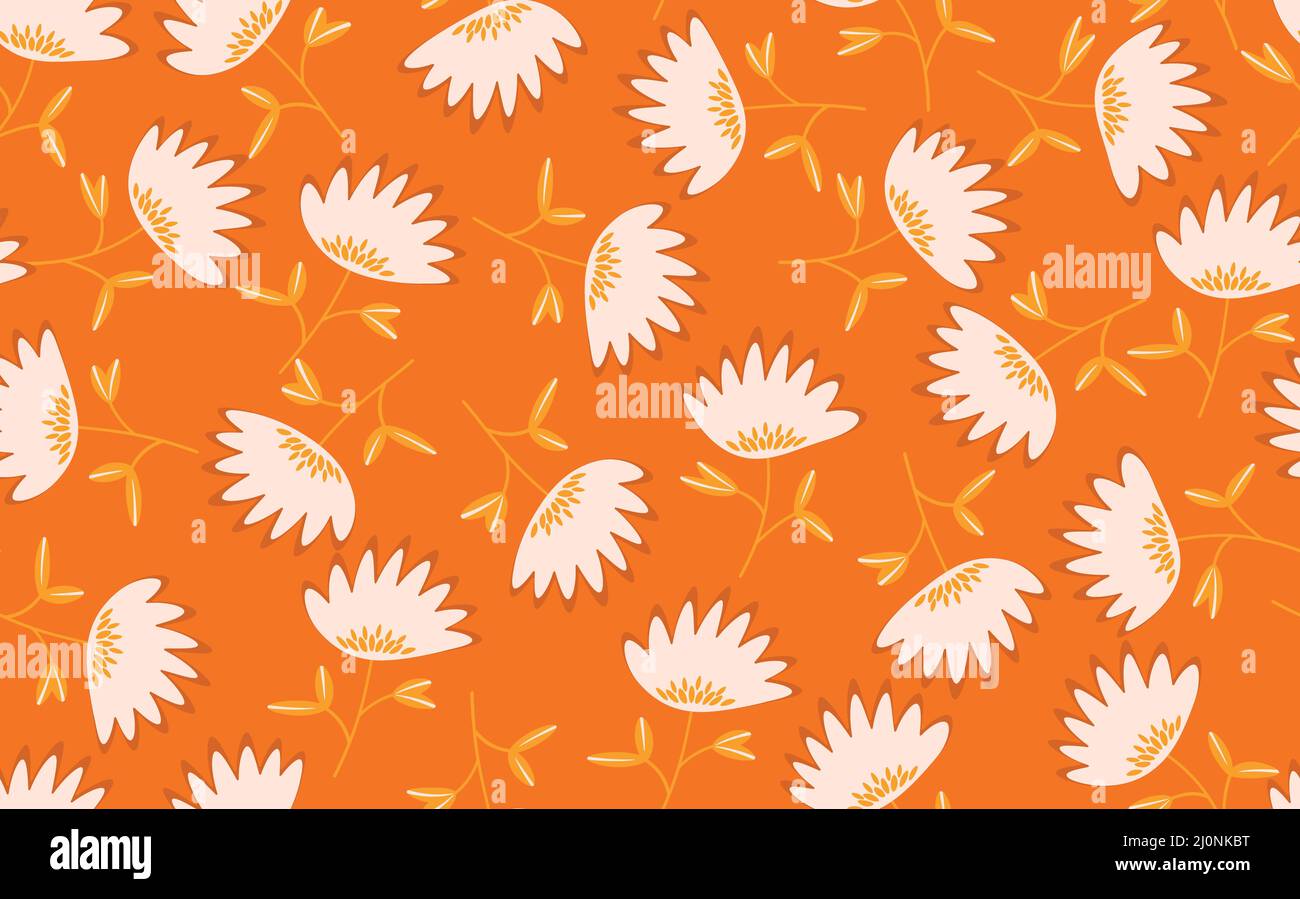 Nahtloses Blumenmuster auf Basis traditioneller Volkskunst-Ornamente. Bunte Blumen auf farbigem Hintergrund. Skandinavischer Stil. Schwedischer nordischer Stil. Vektor Stock Vektor