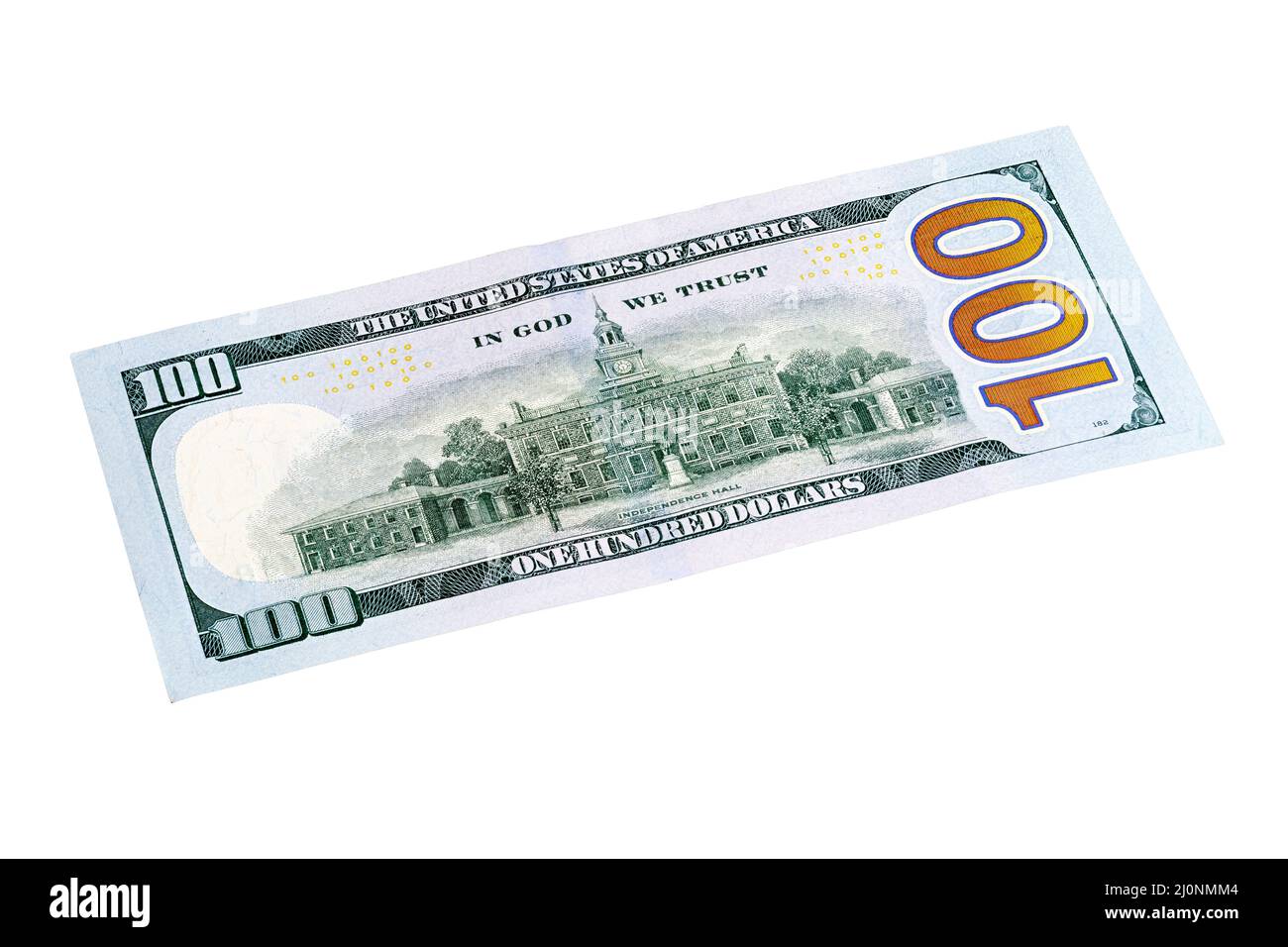 Gestapelt schoss der neue 100-Dollar-Schein zurück. Stockfoto