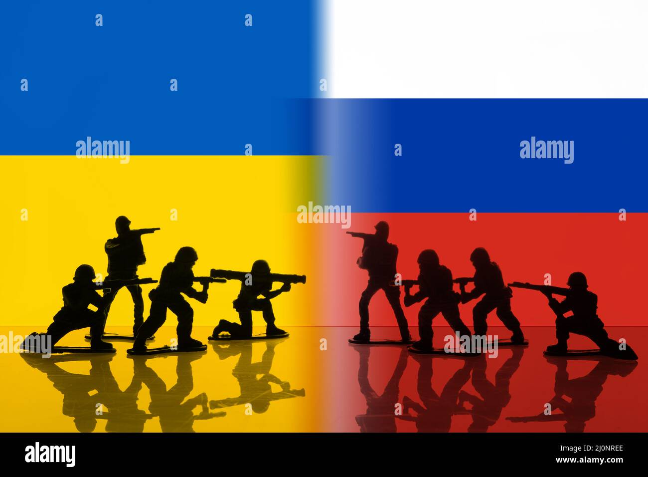 Konzept des militärischen Konflikts Russland und Ukraine Stockfoto
