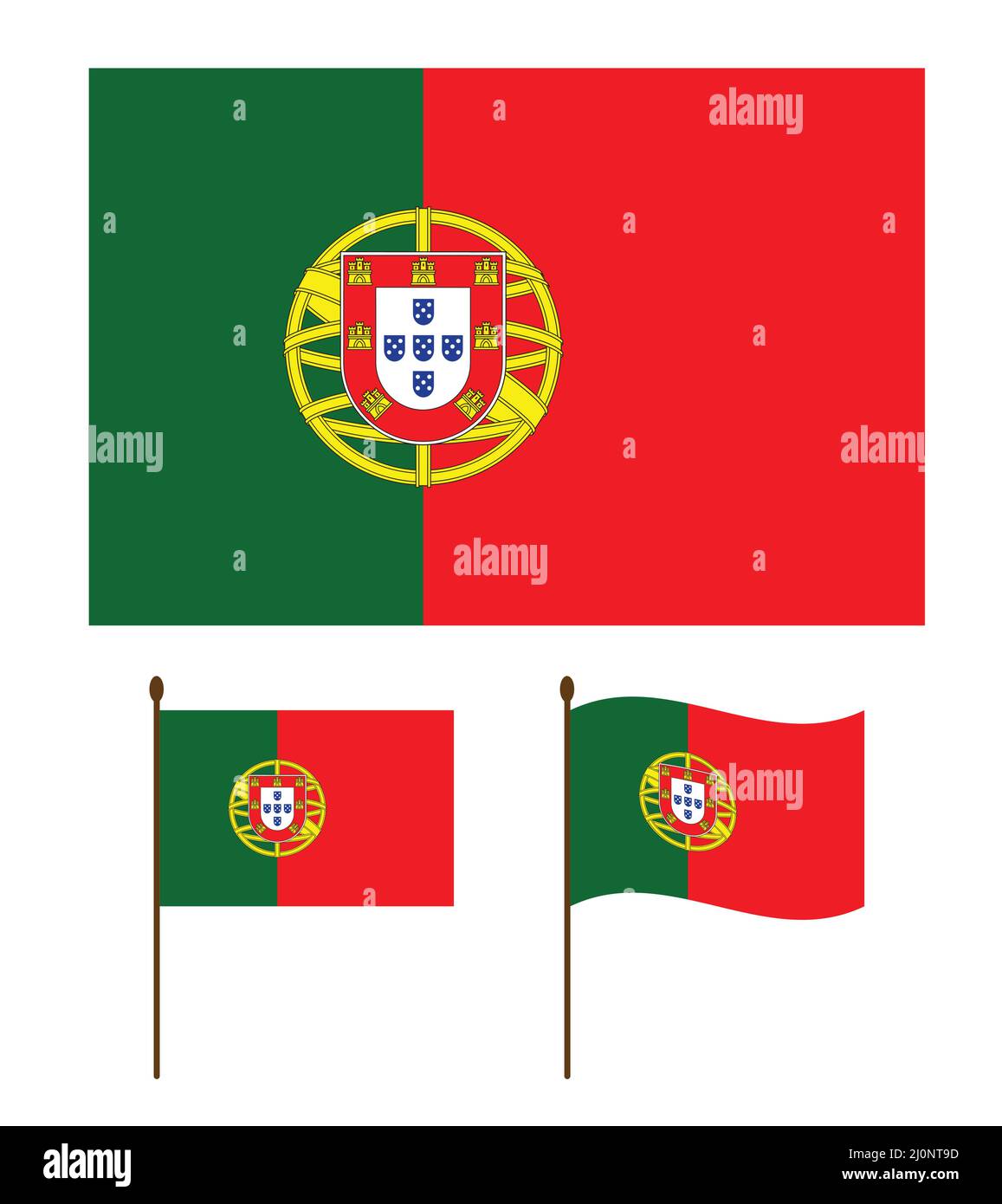 Portugal Flagge, Flagge Portugals Vektor-Illustration Stock Vektor