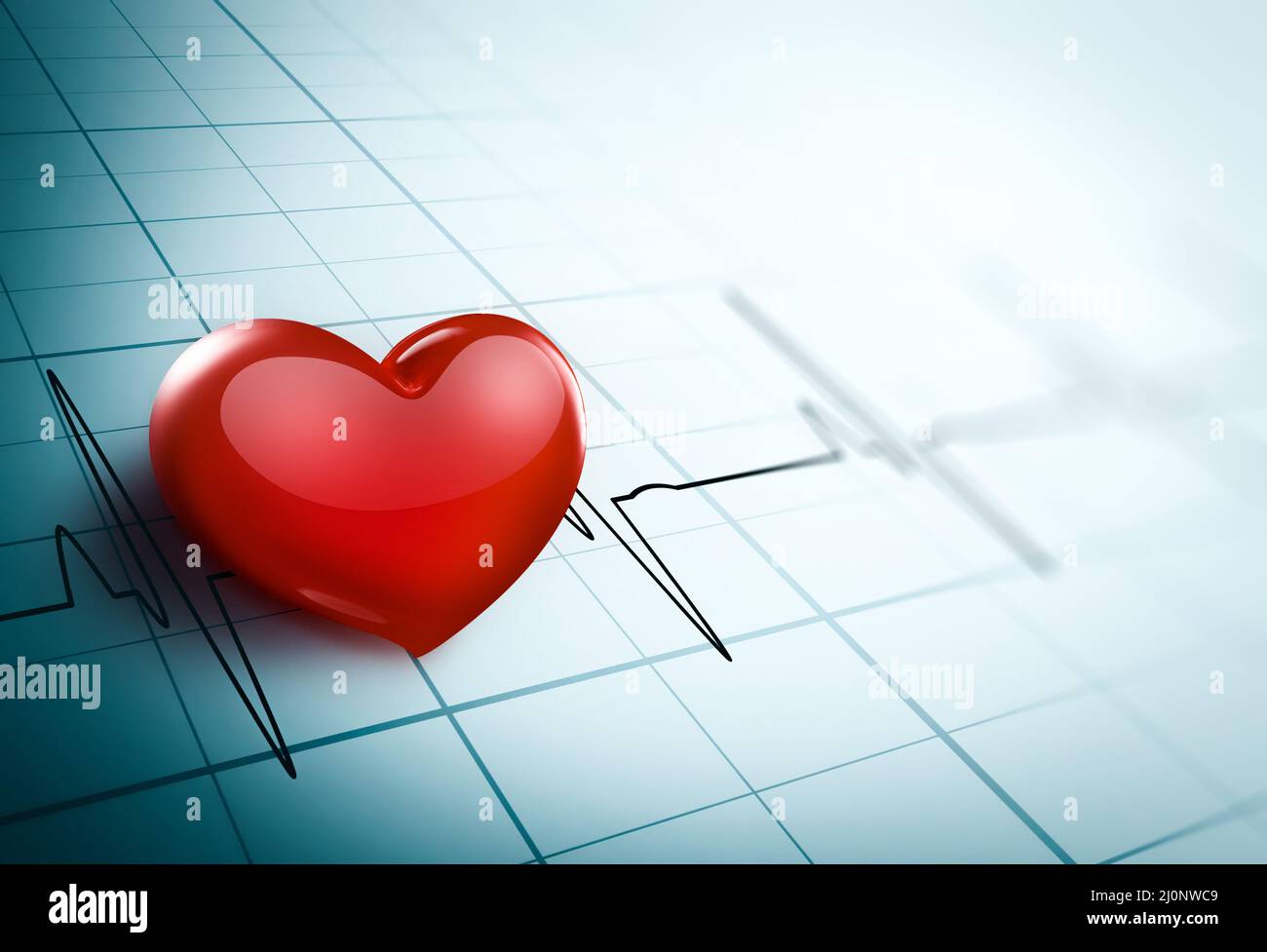 Medizinischer Hintergrund mit leuchtend rotem Herz Stockfoto