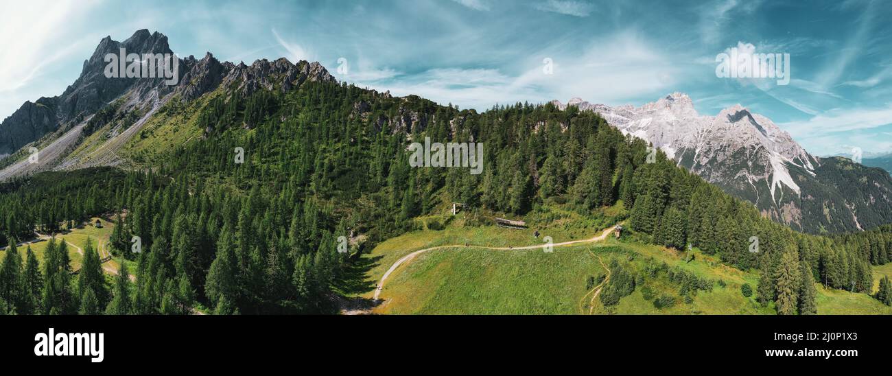 Panoramablick auf die Sextner Dolomiten. Stockfoto