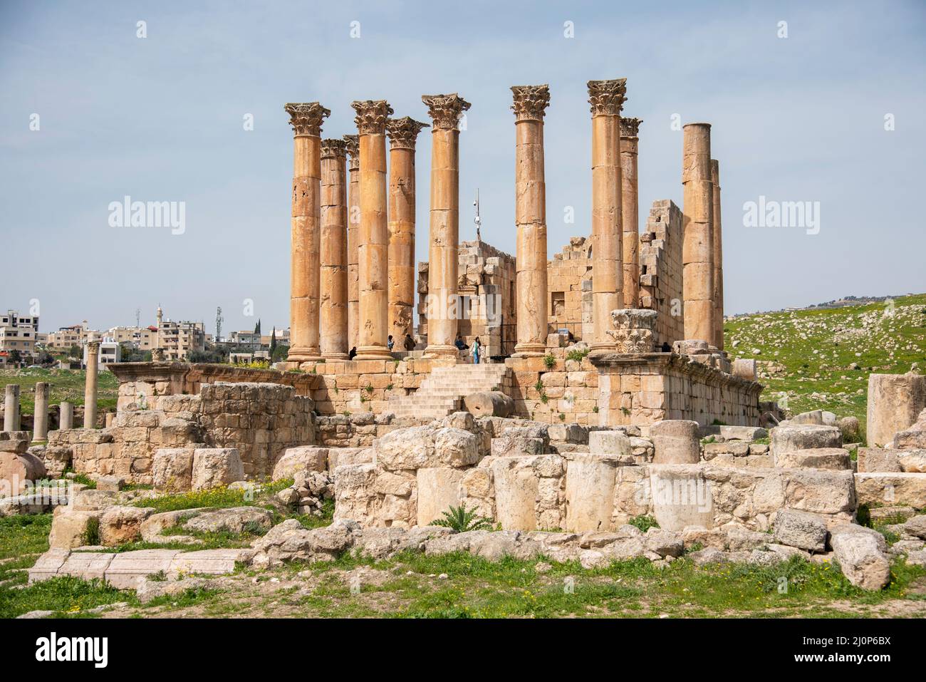 Jerash A una distancia de 48 kilómetros al norte de la Capital Jordania, Amman se encuentra Una ciudad conocida por la ciudad Grecorromana Stockfoto