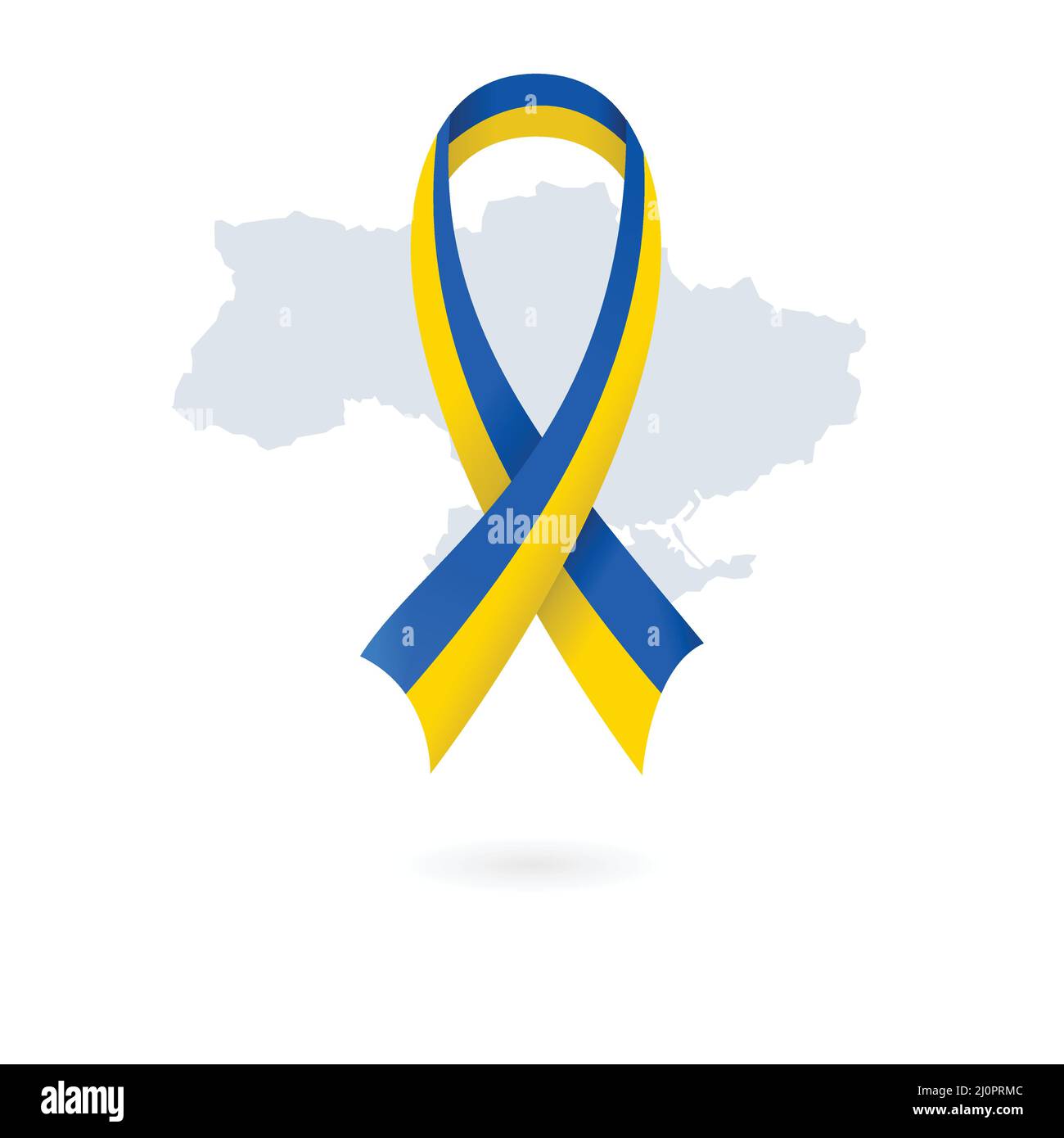 Karte mit dem Band der ukrainischen Nationalflagge Stock Vektor