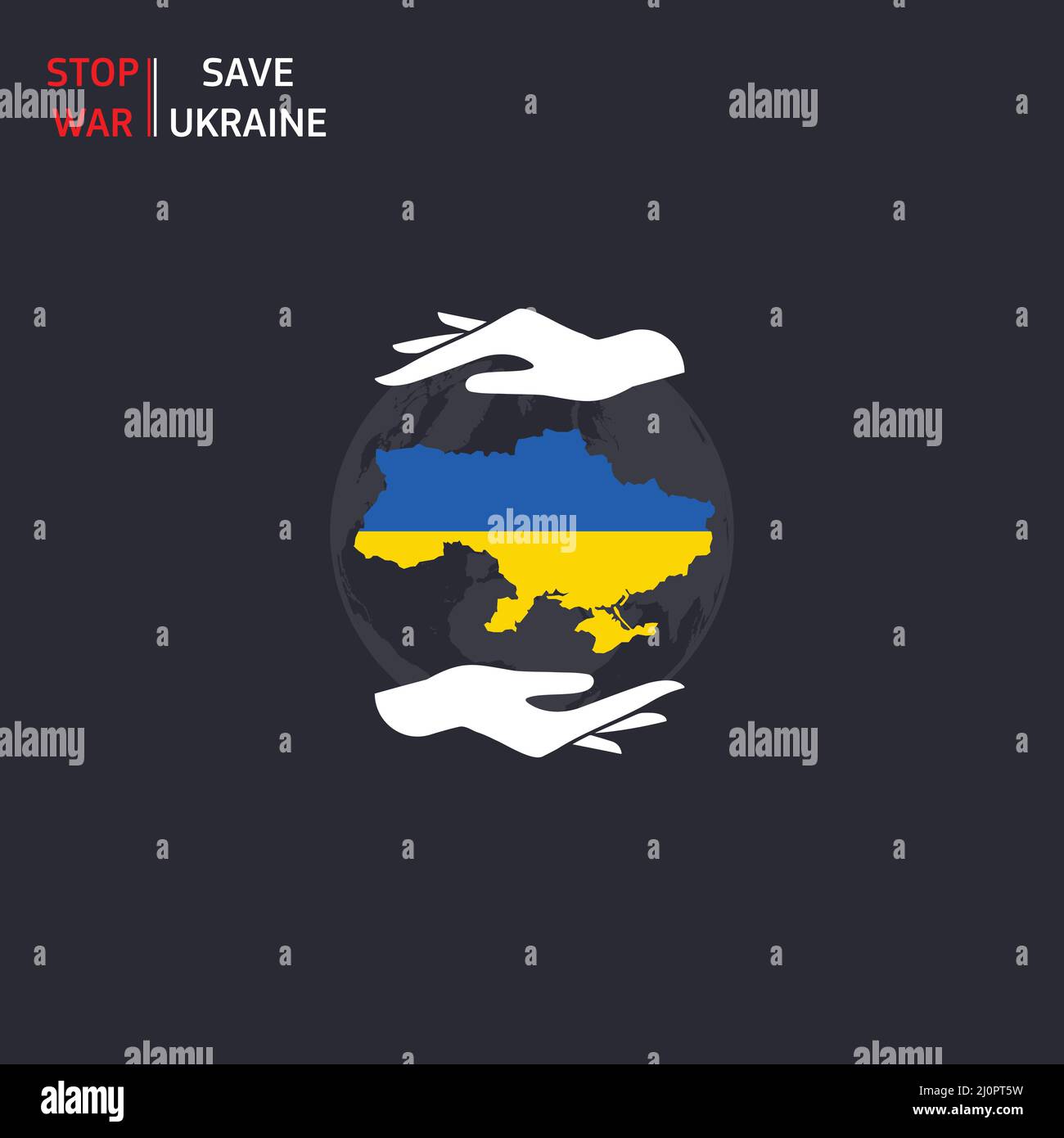 Speichern Sie die Welt und Ukraine Hände Karte Stock Vektor