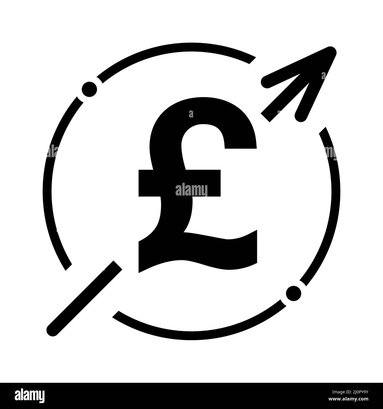 Symbol für „Kostenzeichen Pfund erhöhen“. Einkommensvektor Symbol auf Hintergrund isoliert . Stock Vektor