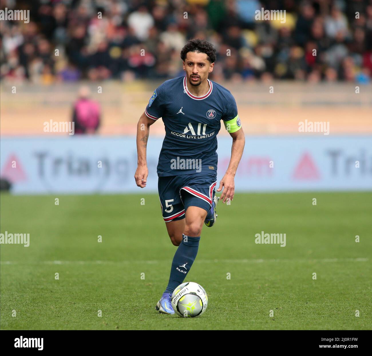 Marquinhos von Paris Saint-Germain während der französischen Meisterschaft Ligue 1 Fußballspiel zwischen AS Monaco und Paris Saint-Germain am 20. März 2022 im Louis II Stadion in Monaco Stockfoto