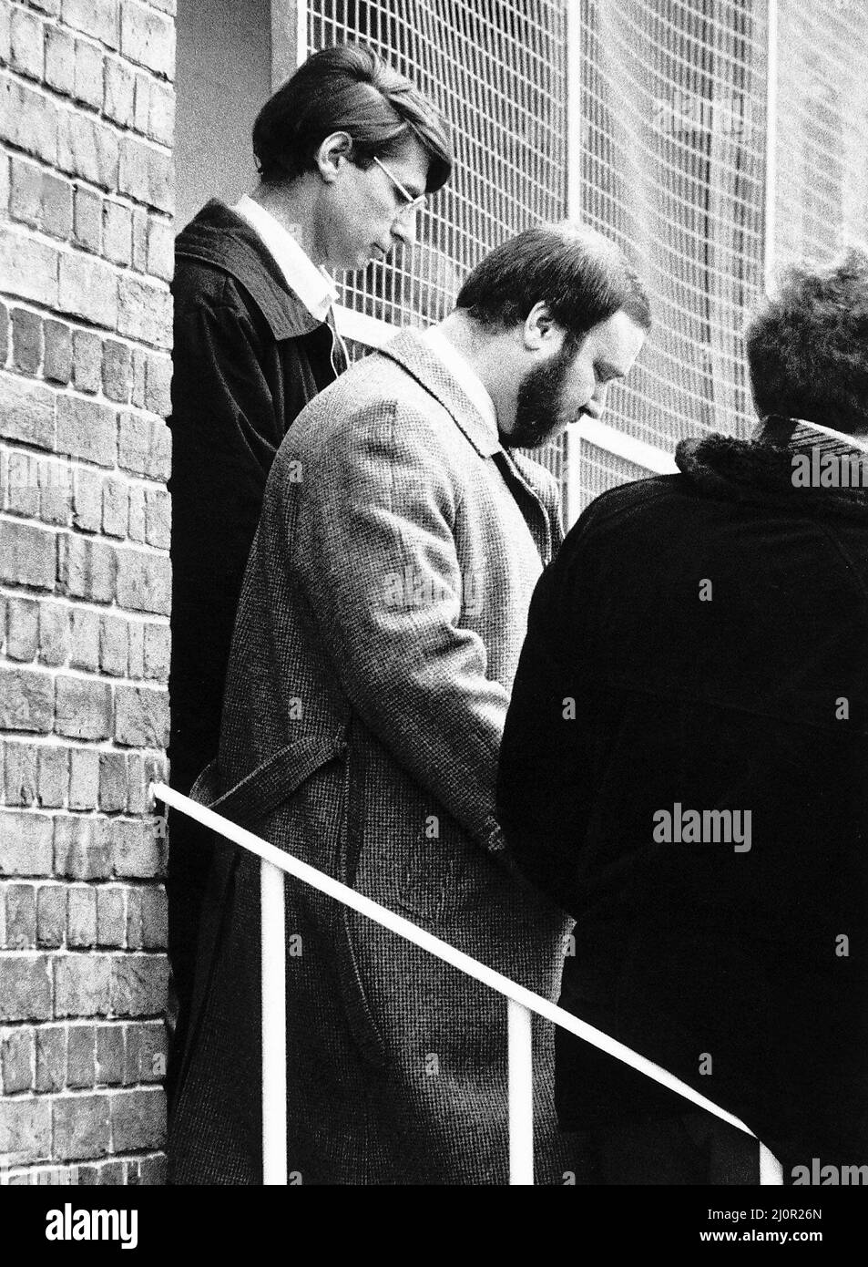 Crime Dennis Nilsen der Mörder vom Haus der Schrecken, der 15 junge Männer niedergeschlachtet hat, die vom Gericht Dbase MSI geführt wurden Stockfoto