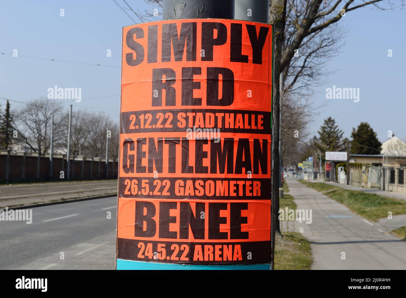 Wien, Österreich. 19. März 2022. Konzertplakate für die Konzertsaison 2022 in Österreich Stockfoto