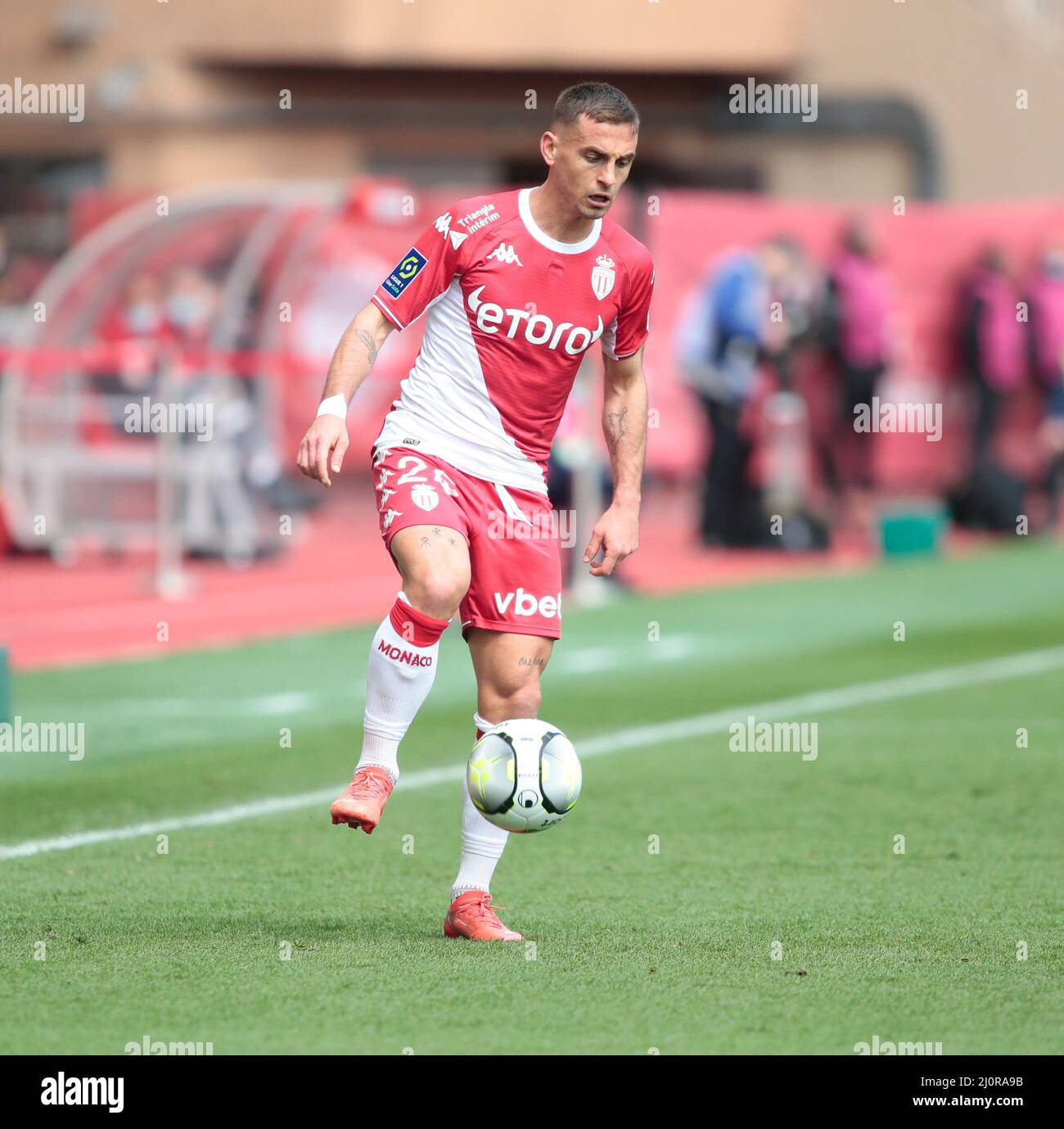 Youssouf Fofana von AS Monaco während des Fußballspiels der französischen Ligue 1 zwischen AS Monaco und Paris Saint-Germain am 20. März 2022 im Louis II-Stadion in Monaco Stockfoto