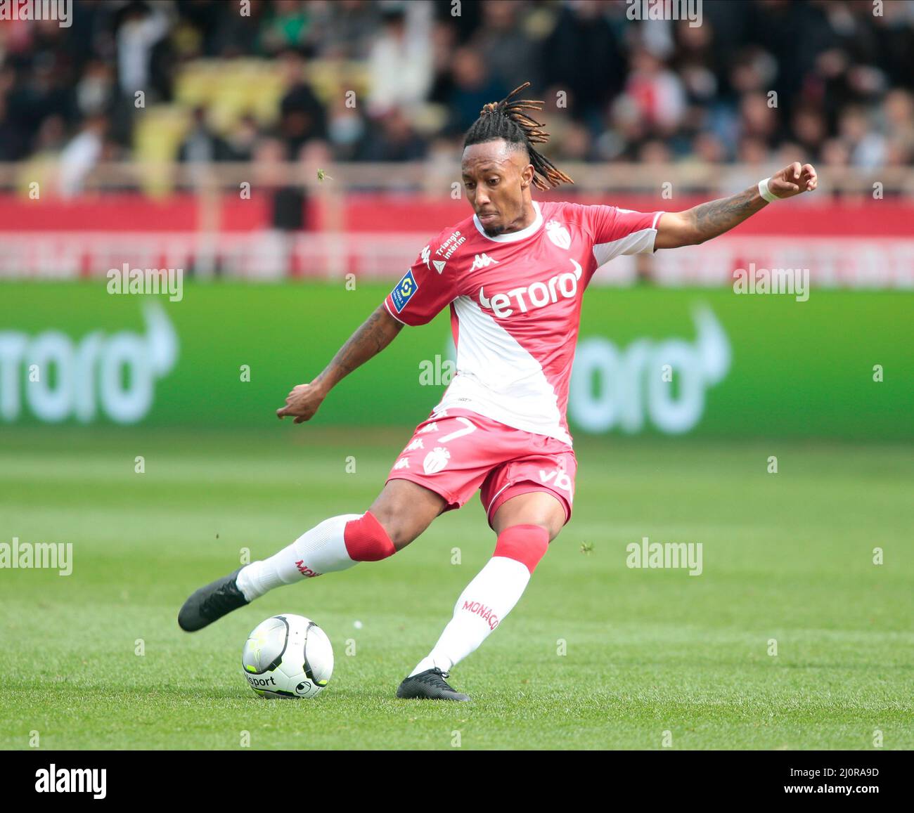 Gelson Martins von AS Monaco während der französischen Meisterschaft Ligue 1 Fußballspiel zwischen AS Monaco und Paris Saint-Germain am 20. März 2022 im Louis II Stadion in Monaco Stockfoto